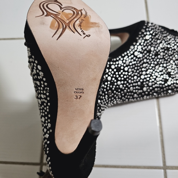 Jean-Michel Cazabat Ankle Boots Black Studded, Crystal Accent EU 37 Tag On - Picture 13 of 14